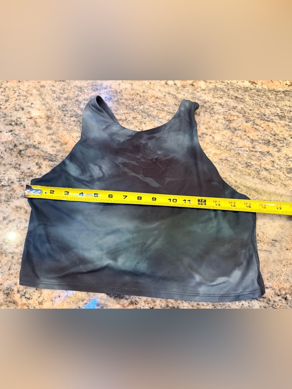 Athleta Medium Sports Bra Tie Dye Blue Gray Longline Crop Athletic Top. GUC - Picture 6 of 11